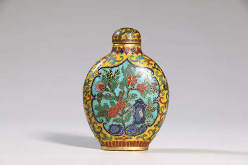 Cloisonne Enamel Floral Snuff Bottle