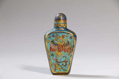 Cloisonne Enamel Dragon and Phoenix Snuff Bottle