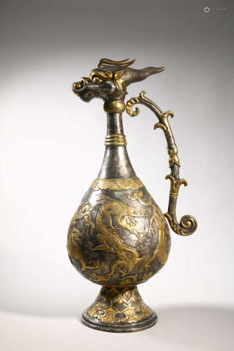 Gilt Bronze Dragon-Lid Pot
