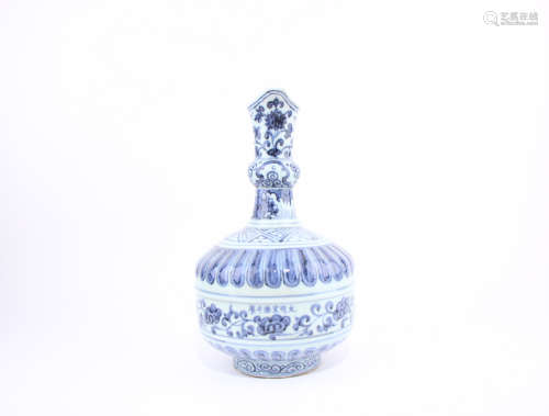 Blue and White Floral Water Pot