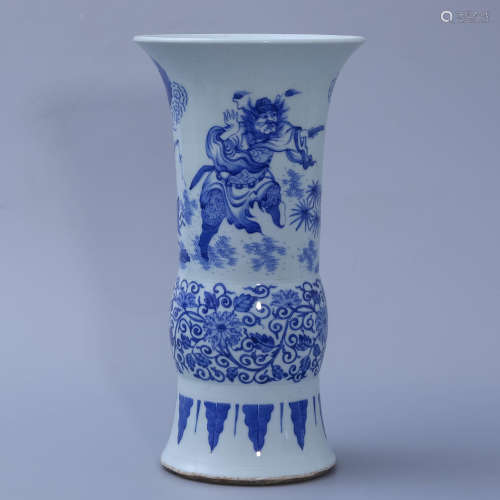 Blue and White Zhongkui Gu Vase
