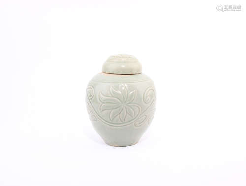 Yue Ware Incised Floral Jar and Cover
