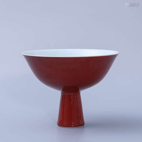 Sacrificial Red Glaze Stem Bowl