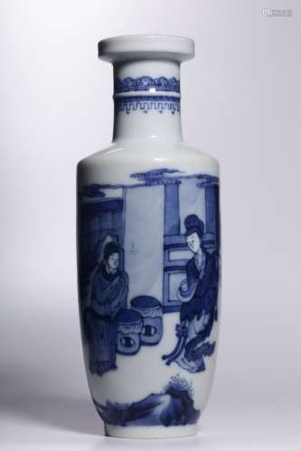 Chinese Blue-and-white Wooden Club Shaped Vase