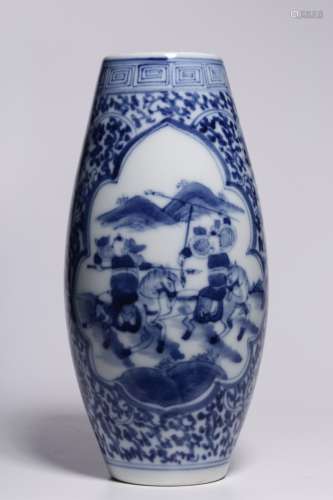 Blue-and-white Olive-shaped Vase