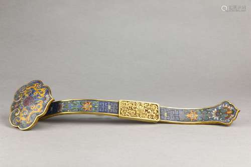 Gilt Copper Bodied Filigree Enamel Ruyi Scepter