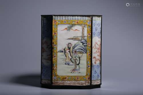 Chinese Copper Bodied Enamel Brush Pot