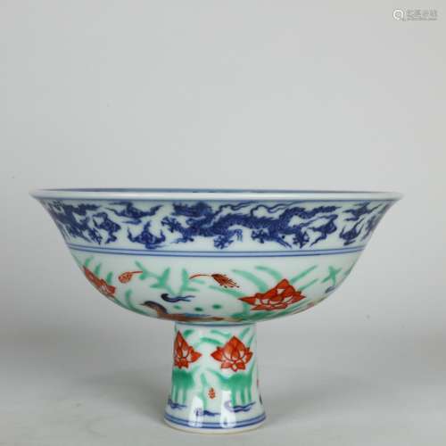 Chinese Blue-and-white Stem Bowl