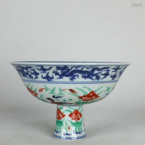 Chinese Blue-and-white Stem Bowl