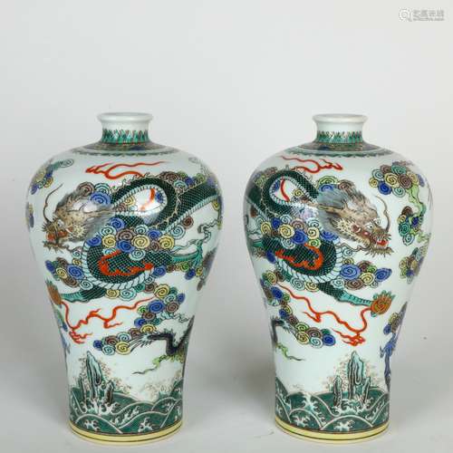 Chinese Doucai Prunus Vases