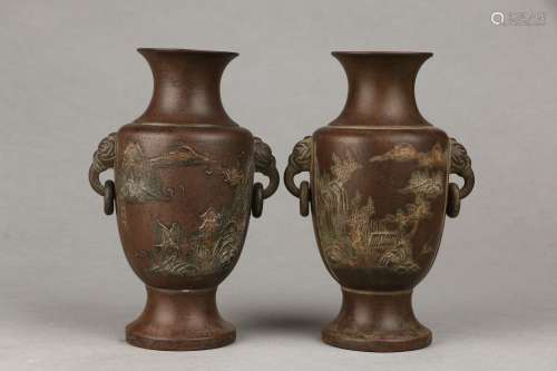 A Pair of Zisha Vases