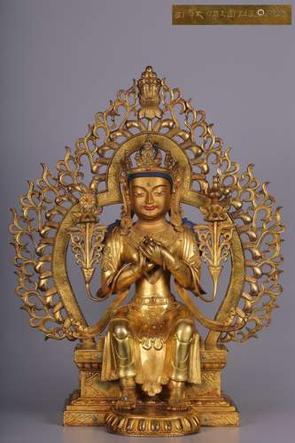 Chinese Gilt Copper Seated Maitreya