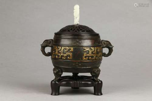 Gilt Copper Bodied Incense Burner with Lid