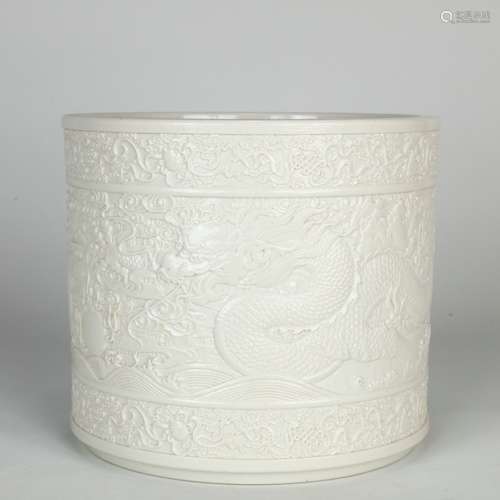 Chinese White-glazed Brush Pot