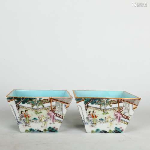 Chinese Famille Rose Square Cups