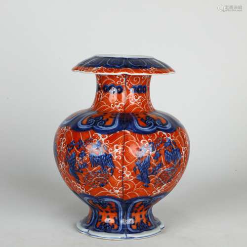 Chinese Blue-and-white Iron-red Vase