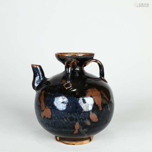 Black-glazed Loop-handled Teapot