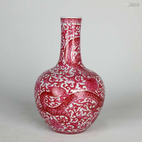 Chinese Carmine Globular Vase