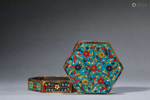 A Chinese Cloisonne Enamel Box and Cover
 Marked Jing Tai