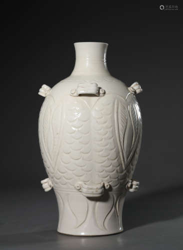 A Chinese Porcelain Ding-Type Carp Motif Vase