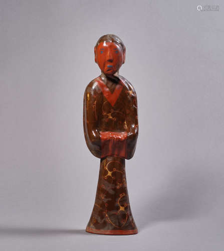 A Chinese Porcelain Gilt-Inlaid Figure