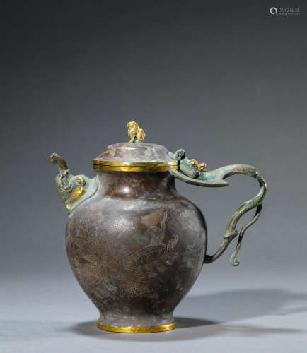 A Chinese Silver Story Wine Vessel