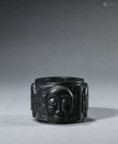 A Chinese Black Stone Ornament Cong