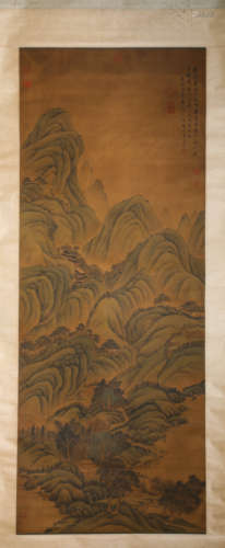 A Chinese Scroll Painting of Mountains and Rivers by Zhang Z...