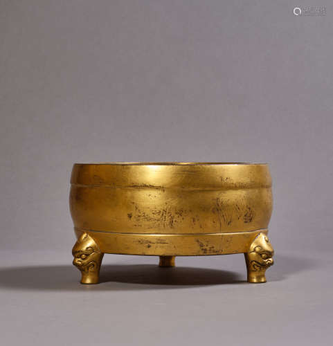 A Chinese Gilt-Bronze Censer
