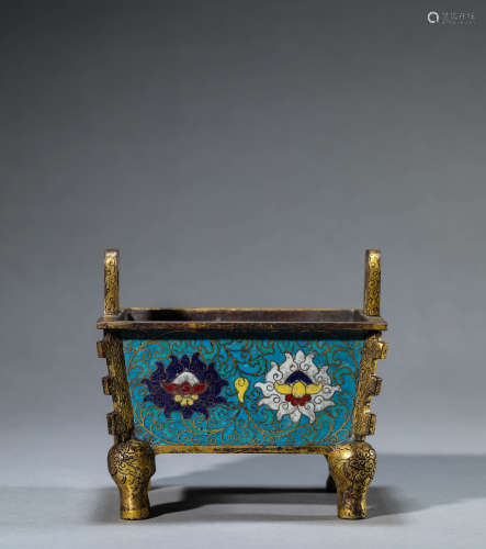 A Chinese Cloisonne Enamel Censer
 Marked Qian Long