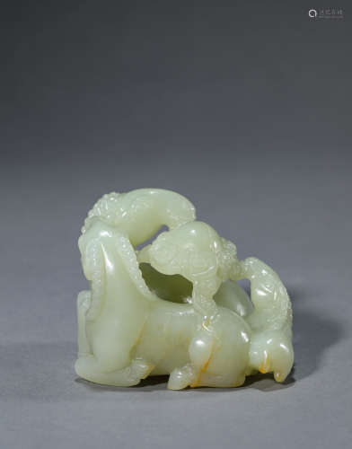 A Chinese Jade Ram Paper Weight