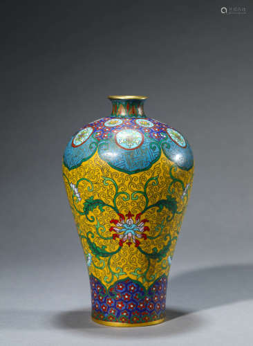 A Chinese Cloisonne Enamel 
Meiping Vase Marked Qian Long