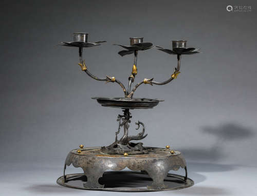 A Chinese Silver-Gilding Candle Holder