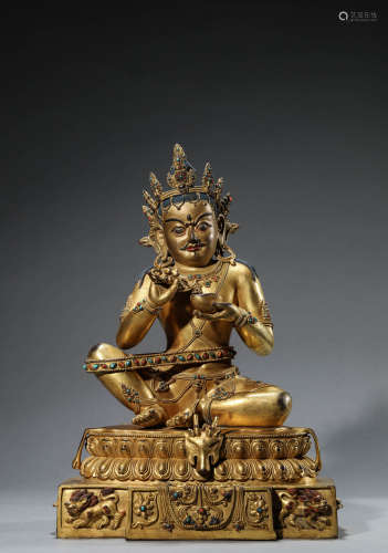 A Chinese Gilt-Bronze Mahasiddhas Statue