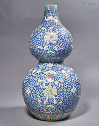 A Chinese Porcelain Famille Rose 
Double-Gourd Vase