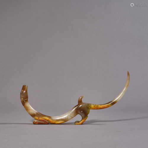 A Chinese Agate Chi Dragon Ornament