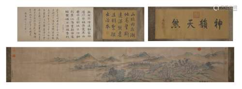 A Chinese Scroll Painting of Mountains and Rivers by Qian We...