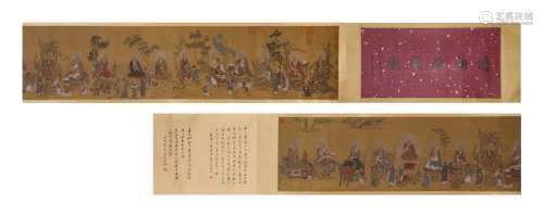 A Chinese Scroll Painting of Buddhas by Ding Guan Peng