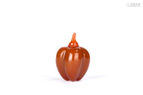 Chinese Agate Melon Shaped Snuff Bottle