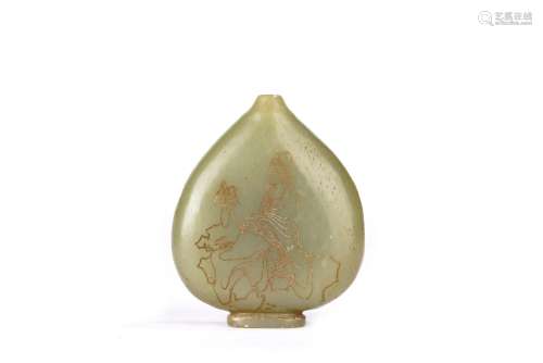 Chinese Celadon Jade 'Guanyin' Snuff Bottle