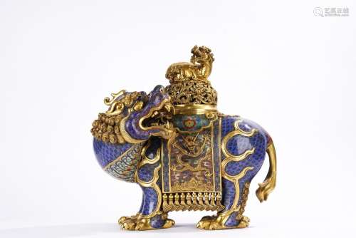 Large Fine Chinese Cloisonne Enamel Kirin Censer