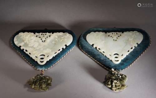 Pair of Chinese White Jade Qing Plaques
