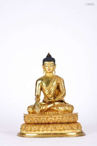 A Tibetan Richly Gilt Bronze Figure of Bodhisattva