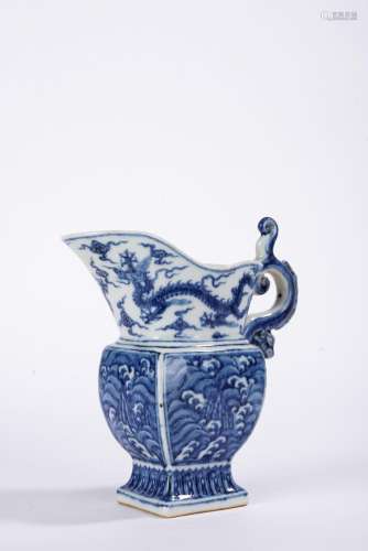 Chinese Blue and White Archaistic Style Ewer