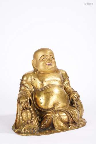Chinese Gilt Bronze Figure of Seated Budai