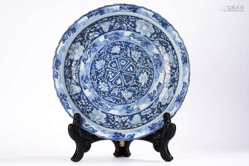 Chinese Reverse Decorated Blue and White Charger