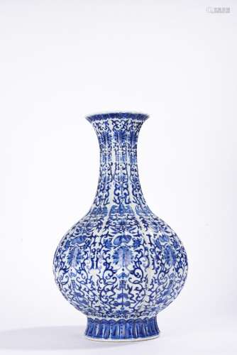 Chinese Blue and White Lobed Vase