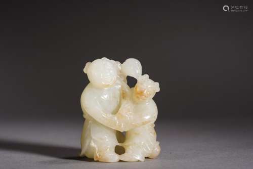 Chinese White Jade Boys Carving