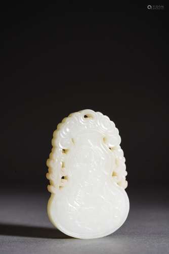 Chinese White Jade Double Gourd Plaque