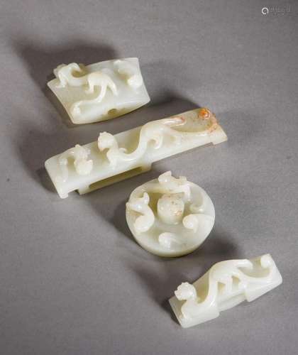 Group of Chinese White Jade Sword Fittings